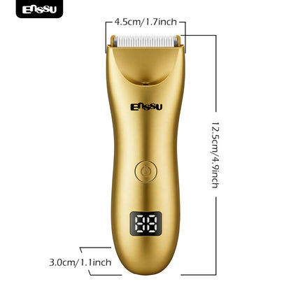 ENSSU 2 in 1 Men's Body Trimmer – Dual Blades,Waterproof, Ceramic Blade For Groin & Body, LED Light, LCD Display & Dock