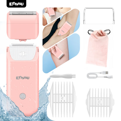 ENSSU 2-in-1 Waterproof Bikini Trimmer for Women – Dual Ceramic Blades & Spotlight