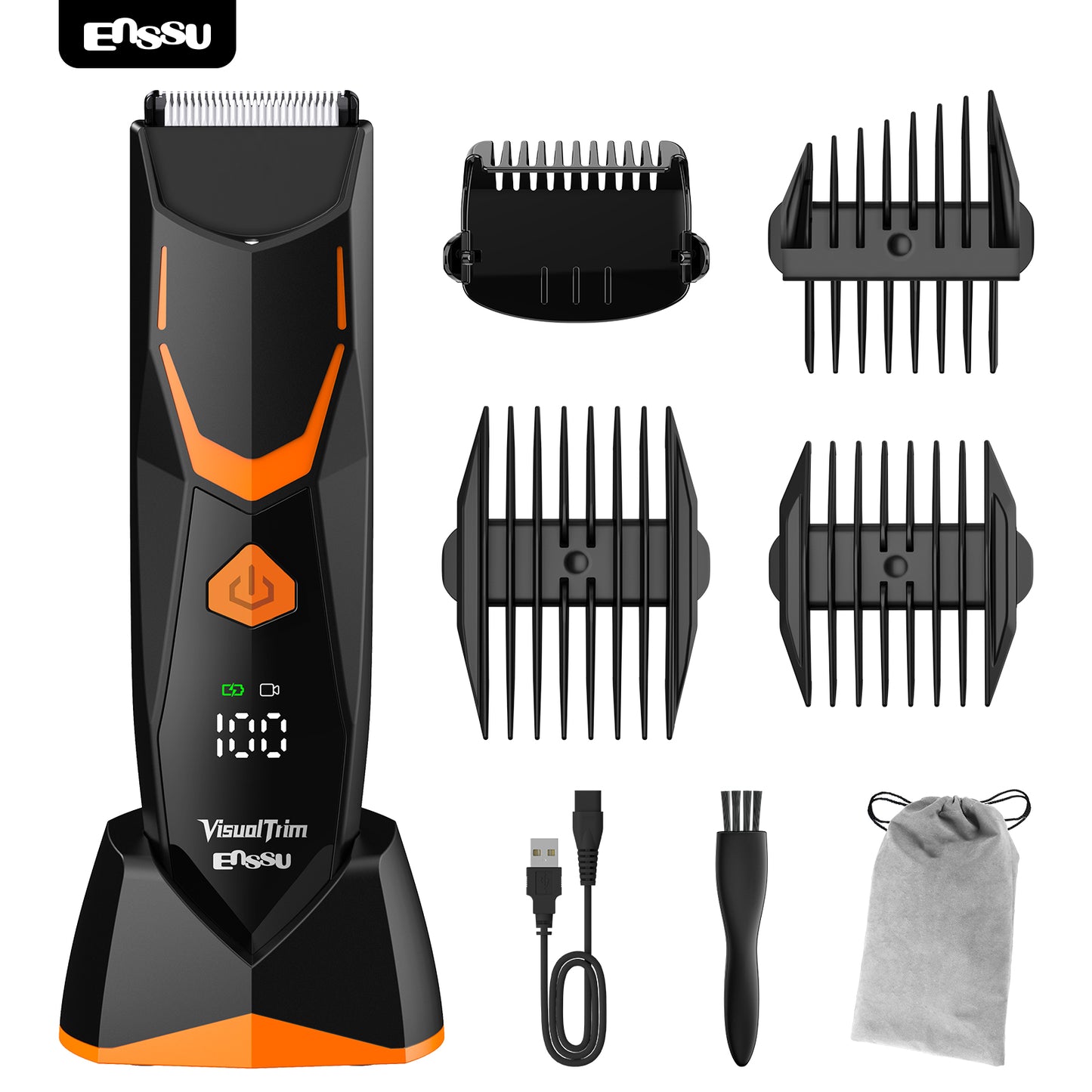 ENSSU VisualTrim Men's Body Groomer – WiFi Video, BLADELOCK™ Safety Blade, IPX7 Waterproof, Ceramic Blade, 6000 RPM Motor