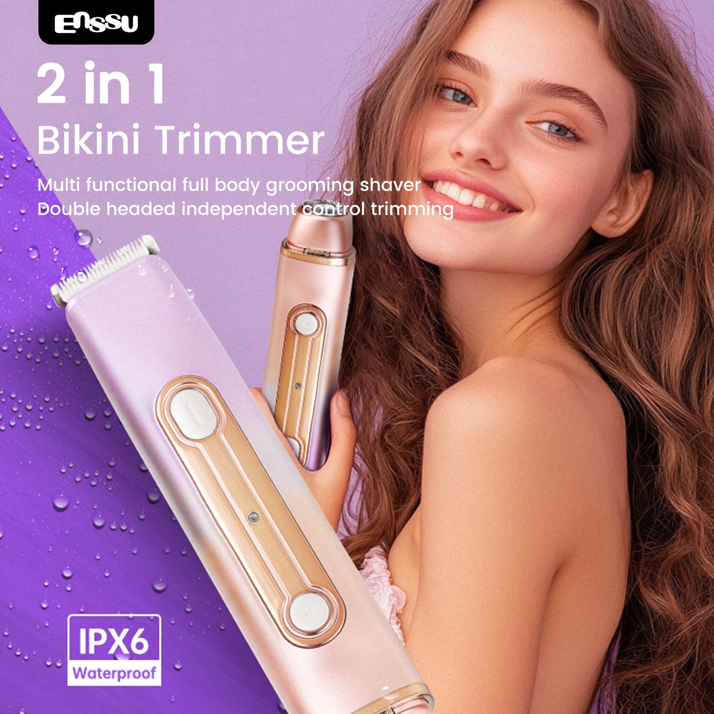 ENSSU Waterproof Bikini Trimmer for Women | Ceramic Safe Blade