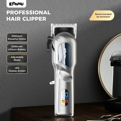 Professional Hair Clipper with 6500RPM Powerful Motor LED Display USB Rechargeable Safety Feature for Men