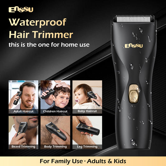 ENSSU Hair Clippers, Ball Trimmer, Waterproof Men Body Hair Trimmer, Cordless Hair Cutting Kit for Head, Rechargeable Home Barber Haircut Trimmer for Kids/Men/Boys/Adults