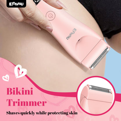 2-in-1 Waterproof Bikini & Body Trimmer with Ceramic Safe Blade, Charging Base – Gentle, Skin-Friendly, No Irritation