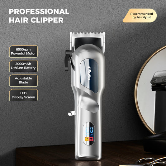 Professional Hair Clipper with 6500RPM Powerful Motor LED Display USB Rechargeable Safety Feature for Men