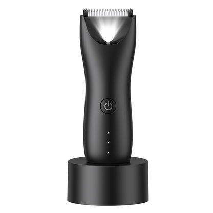 Body Hair Trimmer for Men with Light, IPX7 Waterproof Ball Pubic Groin Hair Trimmer for Men with Ceramic Blade, Rechargeable Body Groomer for Man with Charing Dock& LED Display