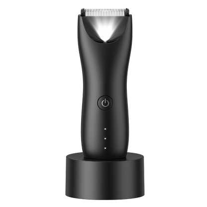 Body Hair Trimmer for Men with Light, IPX7 Waterproof Ball Pubic Groin Hair Trimmer for Men with Ceramic Blade, Rechargeable Body Groomer for Man with Charing Dock& LED Display