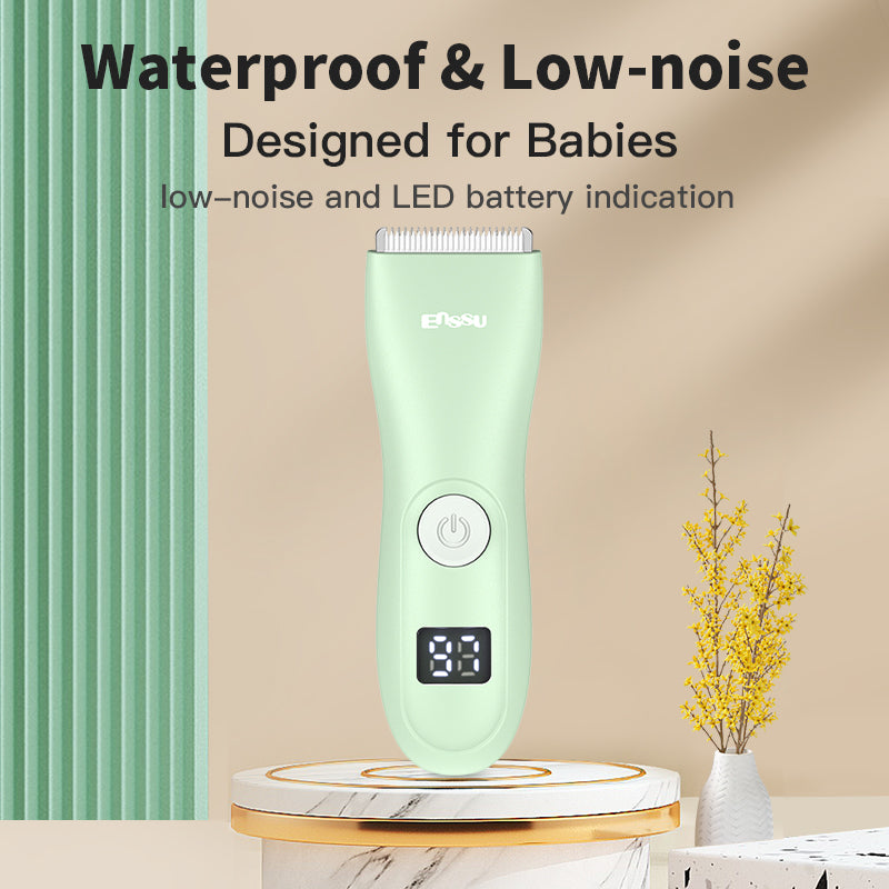 ENSSU Baby Hair Clipper – Safe Ceramic Blade, Low Noise, LCD Display, IPX7 Waterproof