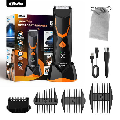 ENSSU VisualTrim Men's Body Groomer – WiFi Video, BLADELOCK™ Safety Blade, IPX7 Waterproof, Ceramic Blade, 6000 RPM Motor