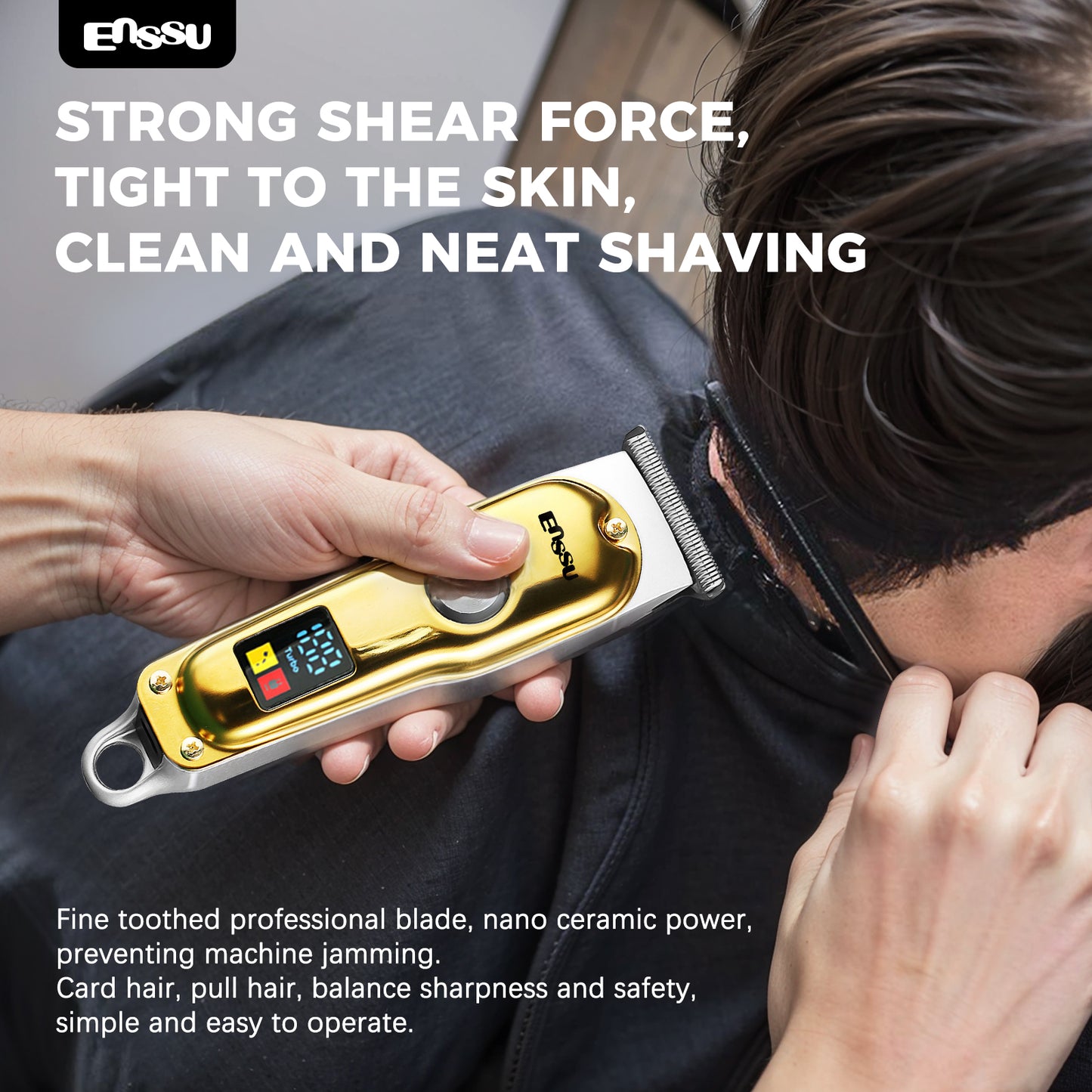 Professional Hair Clipper – 6500RPM Motor, 45mm Stainless Steel Blade, Adjustable Length, LCD Display
