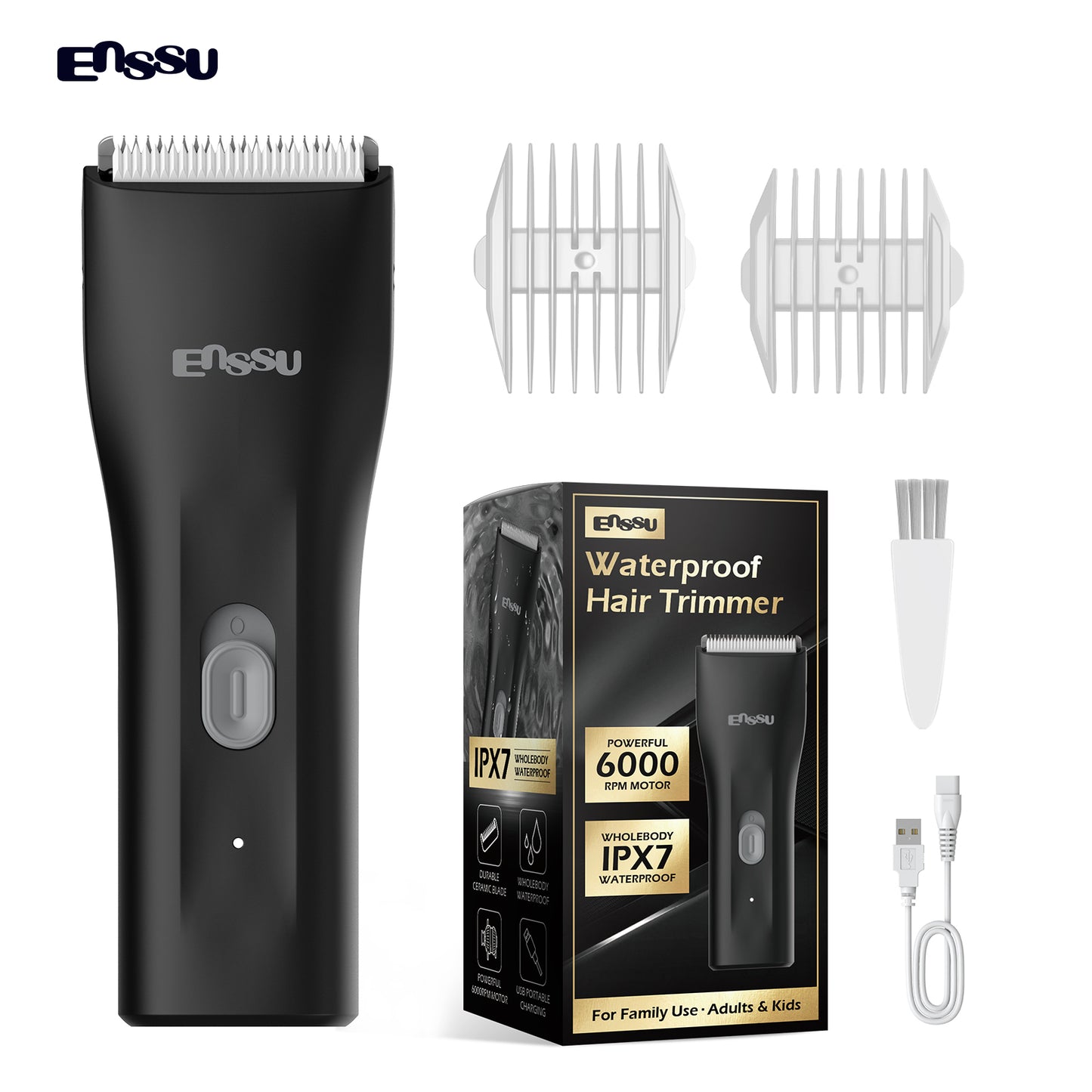 ENSSU Mini Electric Hair Clipper – IPX7 Waterproof with Ceramic Safe Blade