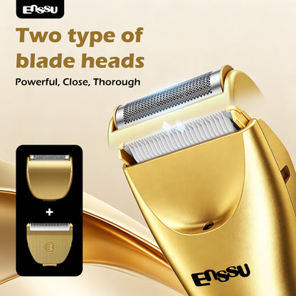 ENSSU 2 in 1 Men's Body Trimmer – Dual Blades,Waterproof, Ceramic Blade For Groin & Body, LED Light, LCD Display & Dock