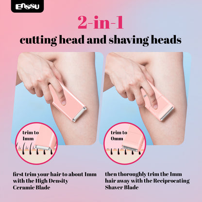 ENSSU 2-in-1 Waterproof Bikini Trimmer for Women – Dual Ceramic Blades & Spotlight