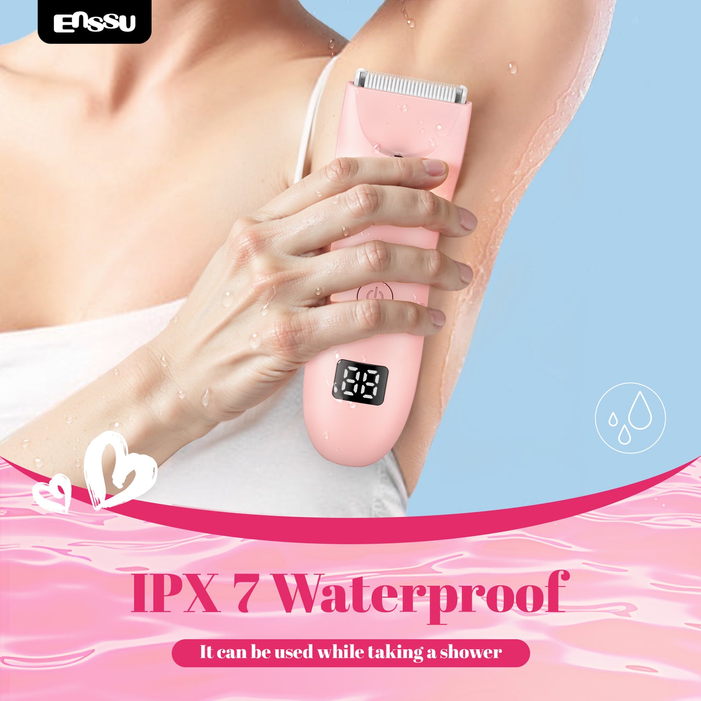 2-in-1 Waterproof Bikini & Body Trimmer with Ceramic Safe Blade, Charging Base – Gentle, Skin-Friendly, No Irritation