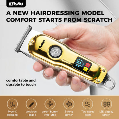 Professional Hair Clipper – 6500RPM Motor, 45mm Stainless Steel Blade, Adjustable Length, LCD Display