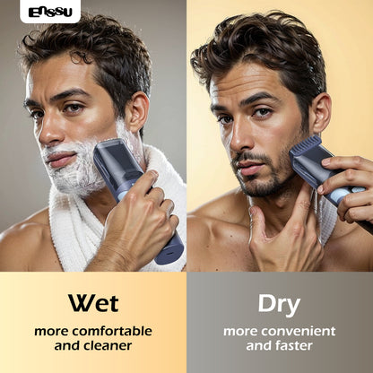 ENSSU Vacuum Beard Trimmer – 1-20mm Combs, LCD Display, IPX7 Waterproof