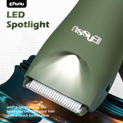 ENSSU Men's Body Trimmer – Waterproof, Ceramic Blade For Groin & Body, LED Light, LCD Display & Dock