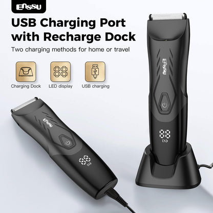 ENSSU Professional Hair Clippers Electric Body Trimmers LED Battery Capacity Display BLADELOCK Waterproof Hair Trimmer