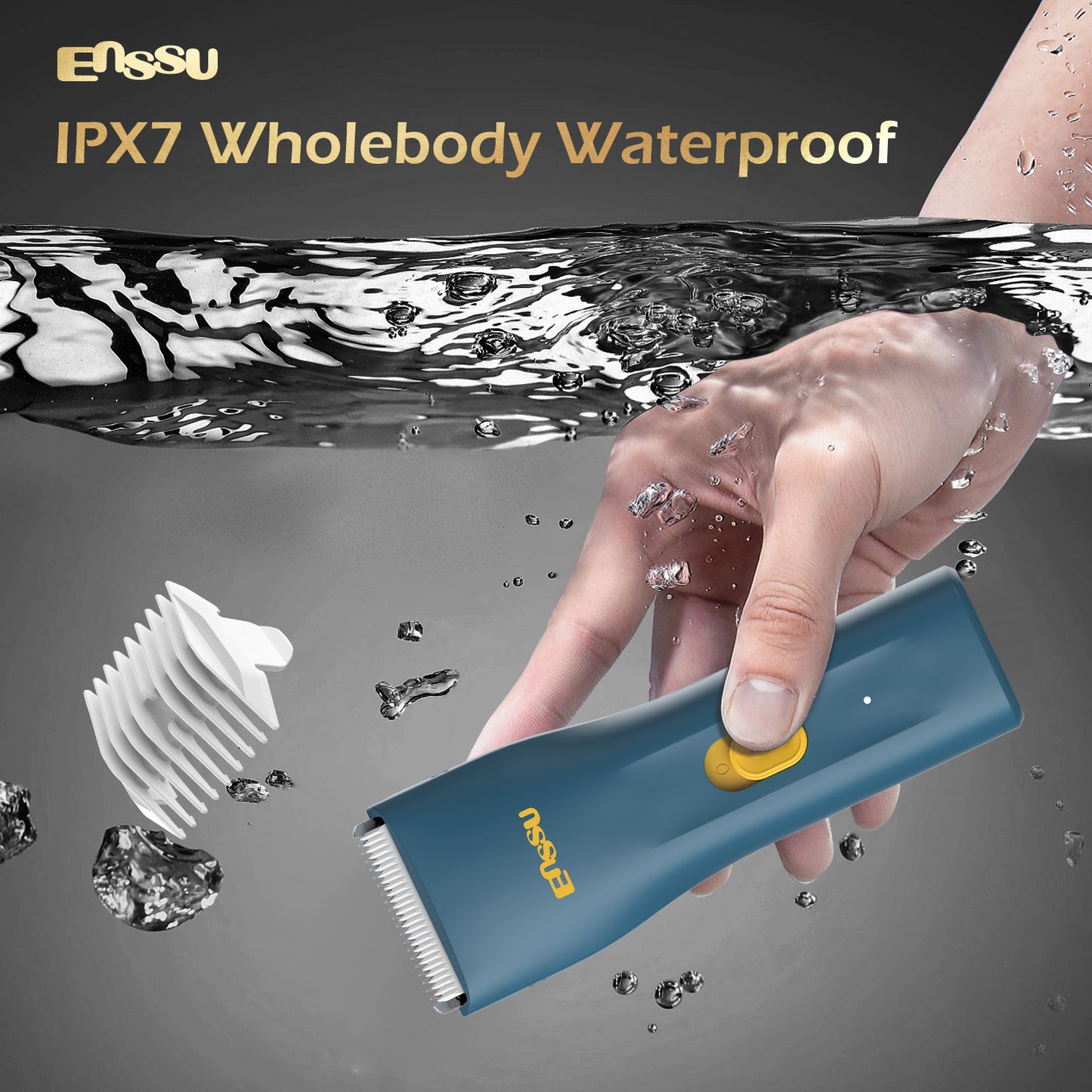 ENSSU Mini Electric Hair Clipper – IPX7 Waterproof with Ceramic Safe Blade