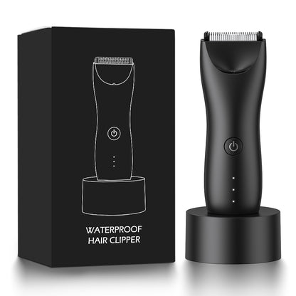 Body Hair Trimmer for Men with Light, IPX7 Waterproof Ball Pubic Groin Hair Trimmer for Men with Ceramic Blade, Rechargeable Body Groomer for Man with Charing Dock& LED Display