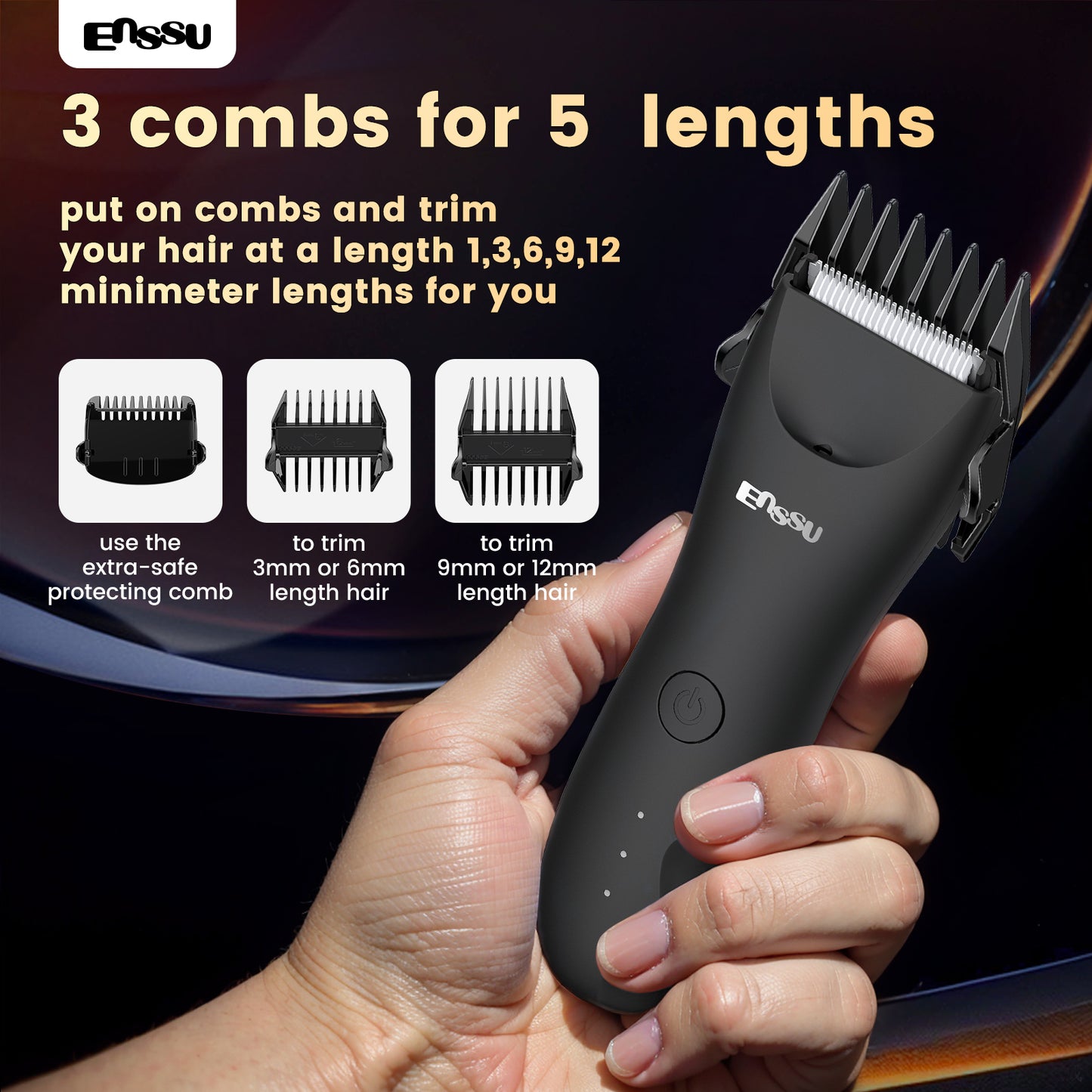 ENSSU Men's Body Trimmer - Waterproof, Ceramic Blade For Groin & Body, With LED Light & Dock