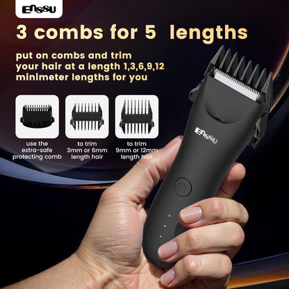 ENSSU Men's Body Trimmer - Waterproof, Ceramic Blade For Groin & Body, With LED Light & Dock
