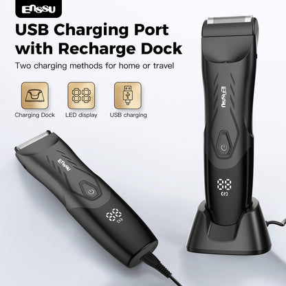 ENSSU Waterproof Grooming Kit – Trim & Shave with LCD Display & Charging Base