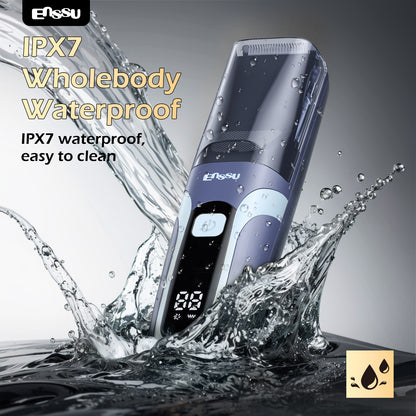 ENSSU Vacuum Beard Trimmer – 1-20mm Combs, LCD Display, IPX7 Waterproof