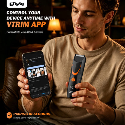 ENSSU VisualTrim Men's Body Groomer – WiFi Video, BLADELOCK™ Safety Blade, IPX7 Waterproof, Ceramic Blade, 6000 RPM Motor