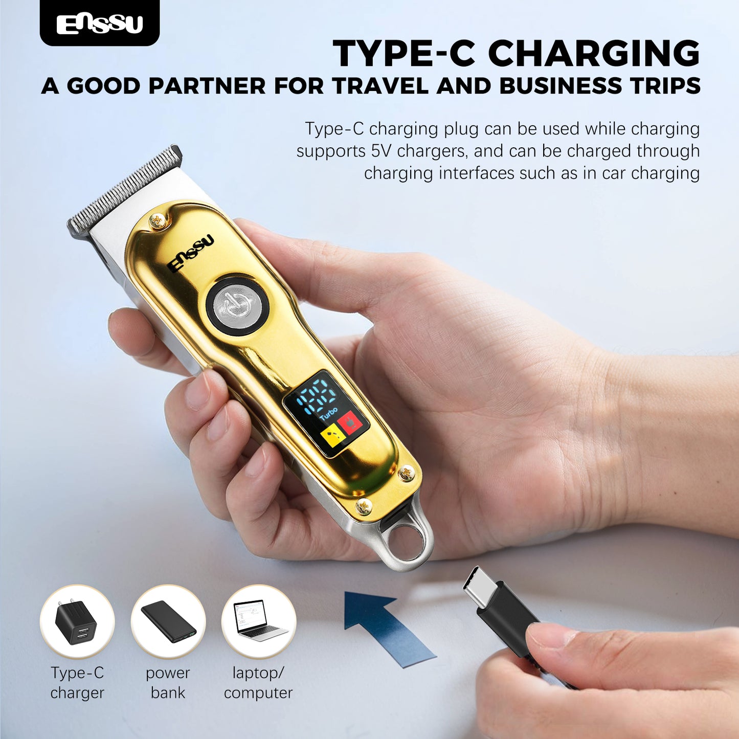 Professional Hair Clipper – 6500RPM Motor, 45mm Stainless Steel Blade, Adjustable Length, LCD Display