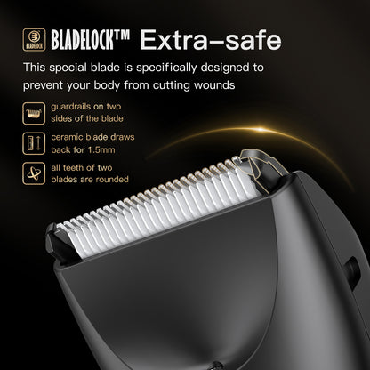 Body Hair Trimmer for Men with Light, IPX7 Waterproof Ball Pubic Groin Hair Trimmer for Men with Ceramic Blade, Rechargeable Body Groomer for Man with Charing Dock& LED Display