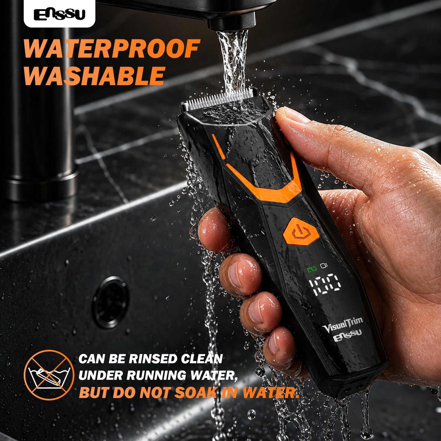 ENSSU VisualTrim Men's Body Groomer – WiFi Video, BLADELOCK™ Safety Blade, IPX7 Waterproof, Ceramic Blade, 6000 RPM Motor
