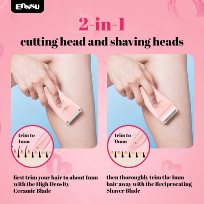 2-in-1 Waterproof Bikini & Body Trimmer with Ceramic Safe Blade, Charging Base – Gentle, Skin-Friendly, No Irritation