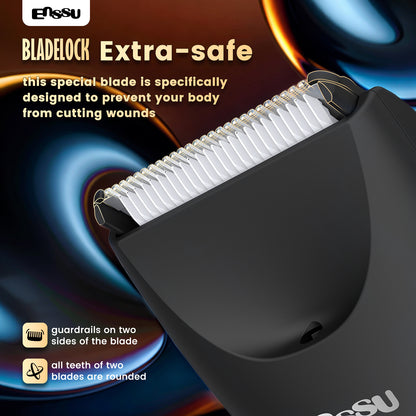 ENSSU Men's Body Trimmer - Waterproof, Ceramic Blade For Groin & Body, With LED Light & Dock
