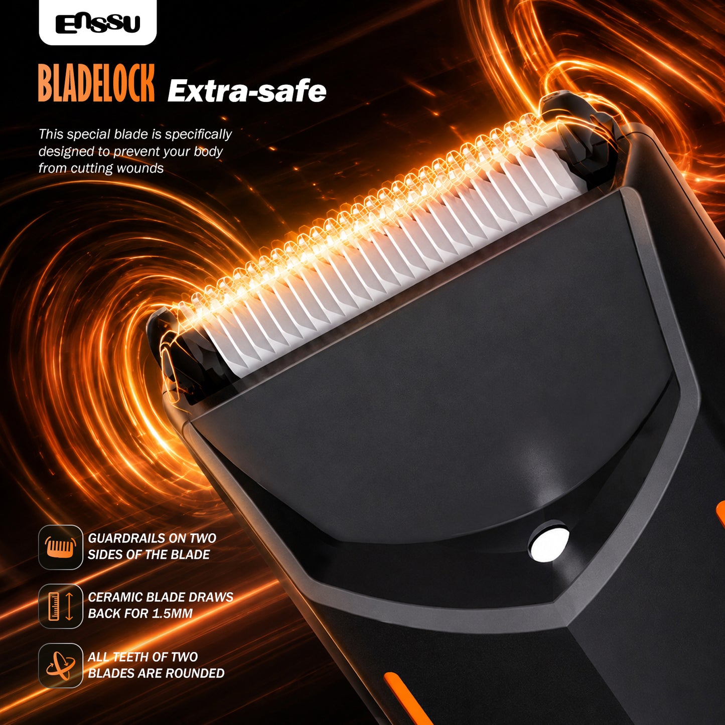 ENSSU VisualTrim Men's Body Groomer – WiFi Video, BLADELOCK™ Safety Blade, IPX7 Waterproof, Ceramic Blade, 6000 RPM Motor