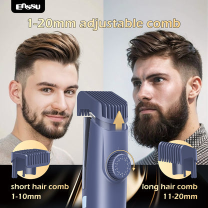 ENSSU Vacuum Beard Trimmer – 1-20mm Combs, LCD Display, IPX7 Waterproof
