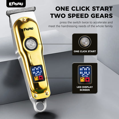 Professional Hair Clipper – 6500RPM Motor, 45mm Stainless Steel Blade, Adjustable Length, LCD Display