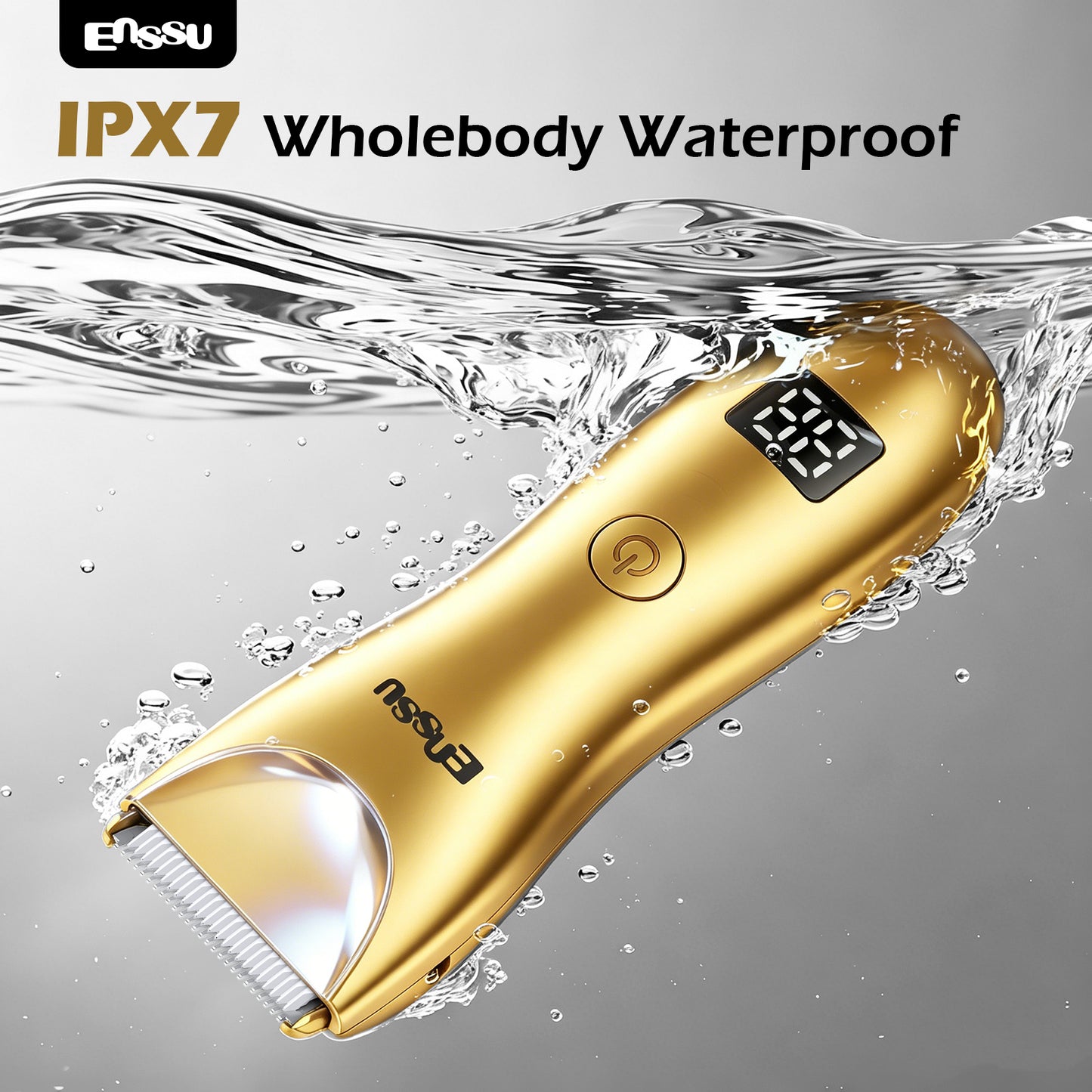 ENSSU 2 in 1 Men's Body Trimmer – Dual Blades,Waterproof, Ceramic Blade For Groin & Body, LED Light, LCD Display & Dock