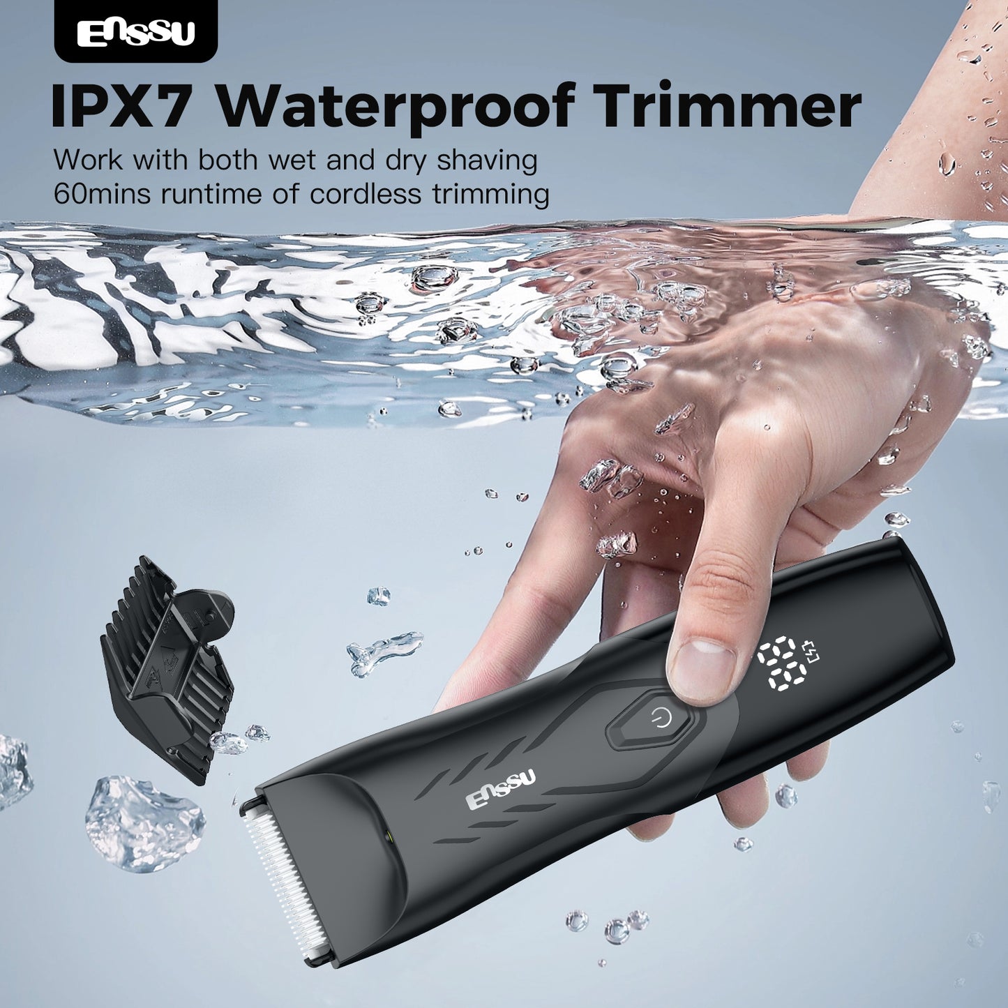ENSSU Waterproof Grooming Kit – Trim & Shave with LCD Display & Charging Base