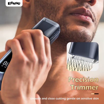 ENSSU Vacuum Beard Trimmer – 1-20mm Combs, LCD Display, IPX7 Waterproof
