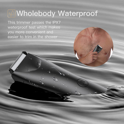 Body Hair Trimmer for Men with Light, IPX7 Waterproof Ball Pubic Groin Hair Trimmer for Men with Ceramic Blade, Rechargeable Body Groomer for Man with Charing Dock& LED Display
