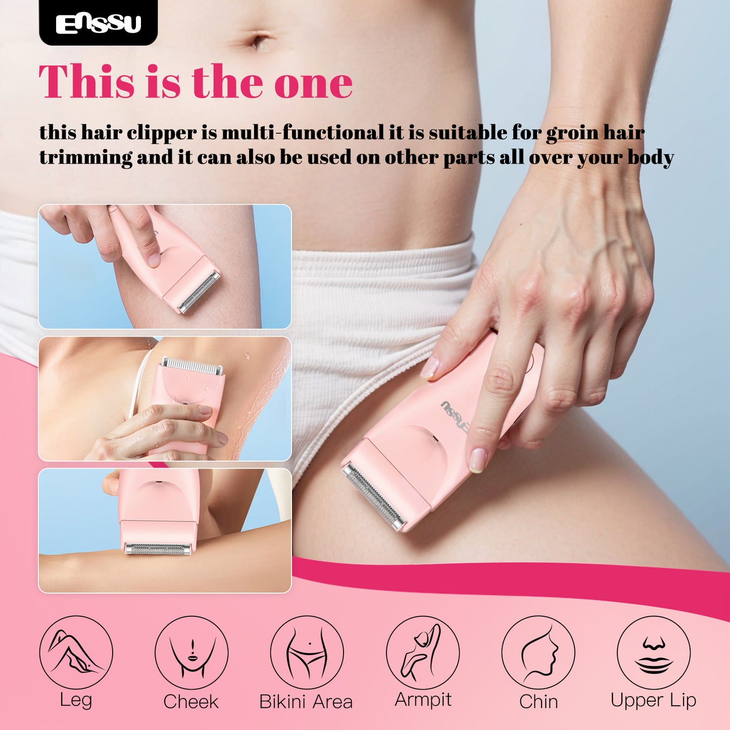 2-in-1 Waterproof Bikini & Body Trimmer with Ceramic Safe Blade, Charging Base – Gentle, Skin-Friendly, No Irritation