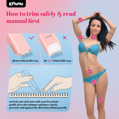 ENSSU 2-in-1 Waterproof Bikini Trimmer for Women – Dual Ceramic Blades & Spotlight