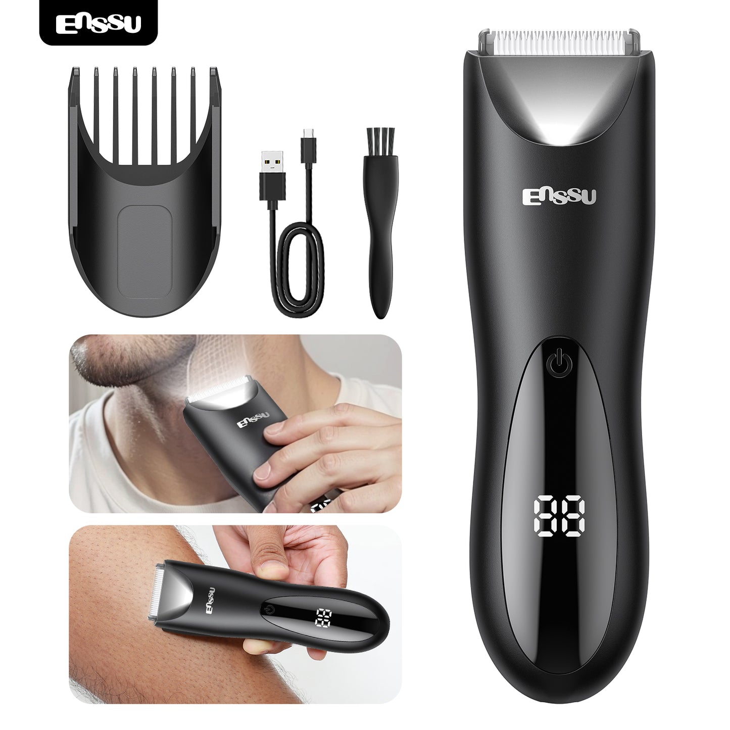 6000 RPM High-Power Electric Hair Clipper with Spotlight for Adults