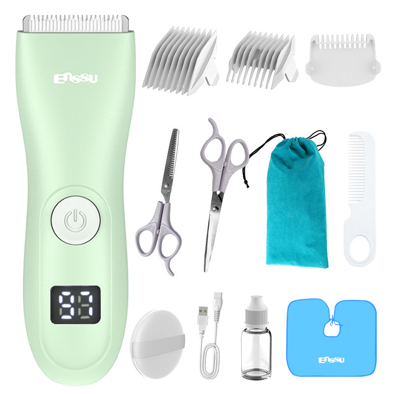 ENSSU Baby Hair Clipper – Safe Ceramic Blade, Low Noise, LCD Display, IPX7 Waterproof